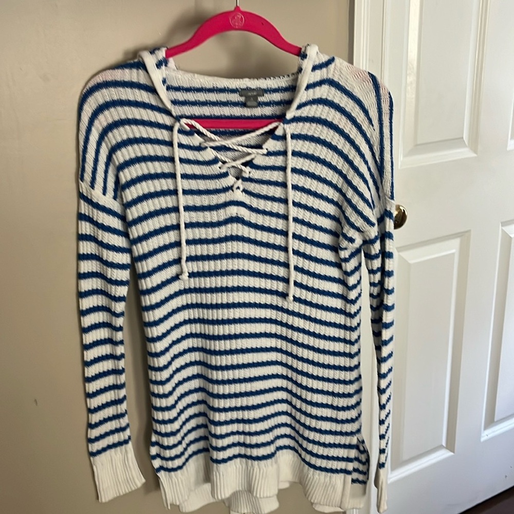Aerie Blue and White Striped Swim Coverup